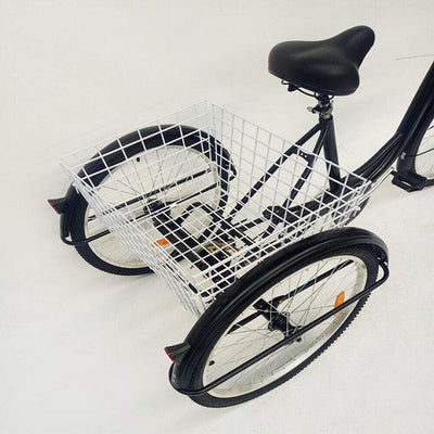 OU BEST CHOOSE 24" 3 Rad Dreirad für Erwachsene mit Lampe 6 Gang Fahrrad, Einkaufskorb Trike Dreirad