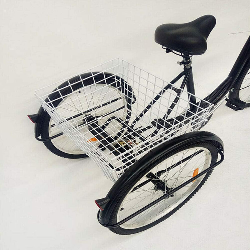 OU BEST CHOOSE 24" 3 Rad Dreirad für Erwachsene mit Lampe 6 Gang Fahrrad, Einkaufskorb Trike Dreirad
