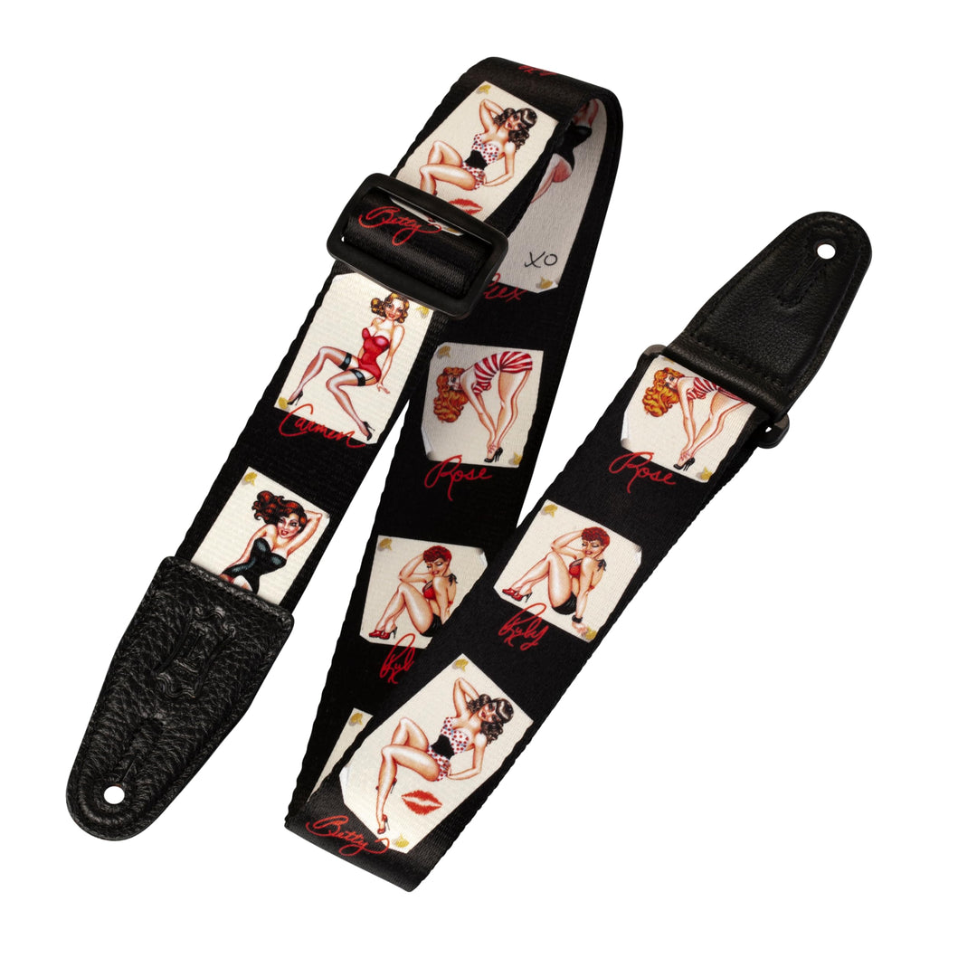 Levy's Leathers MPS2-072 2" Sonic Art Series Polyester Guitar Strap, Pin-Up Design, Mps2-072