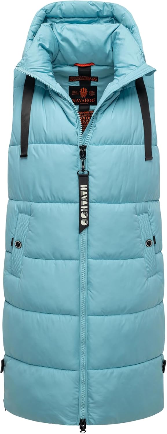 Navahoo Damen ärmellose lange Outdoorweste warme Winterjacke Schnuffelchen XS-3XL XS Sky Blue, XS Sk