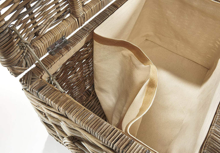 Kobolo Truhe Korbtruhe Sitztruhe - Rattan - grau - mit Textil - 70x45x40 cm