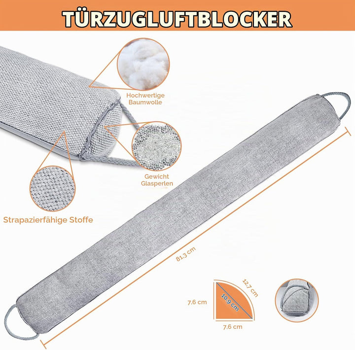 Schwerer Türzugstopper, 82 cm Zugluftstopper für Fenster Dreieck unter der Tür Zugluftstopper Geräus