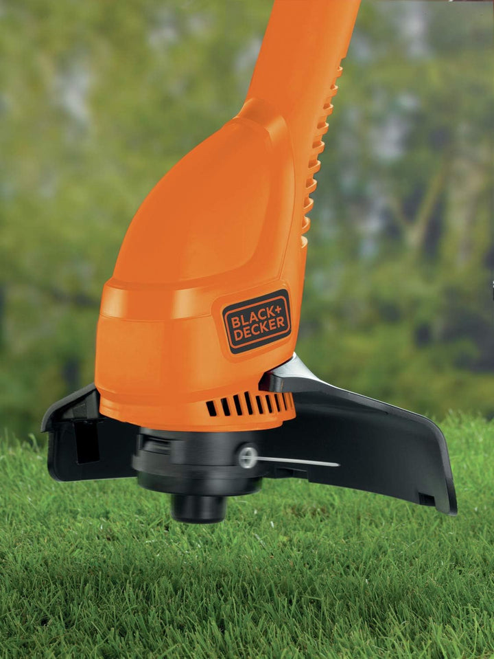 Black+Decker Rasentrimmer (350 W, 25 cm Schnittbreite, Zweihand-Ausführung, Fadenverlängerung per Au
