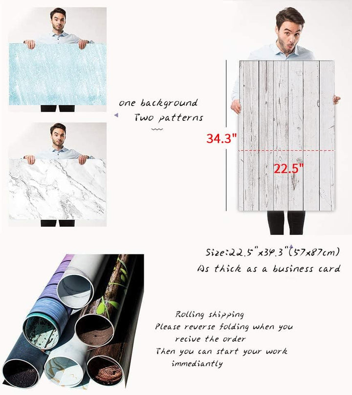 Photography Background 6 Pieces 57 x 88 cm 2 in 1 Food Flat Lay Table Top Photography Double Sided B