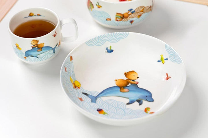 Villeroy &amp; Boch Happy as a Bear Kindergeschirr-Set 2-teilig – Tiefer Kinderteller (19,5 cm) und Kind