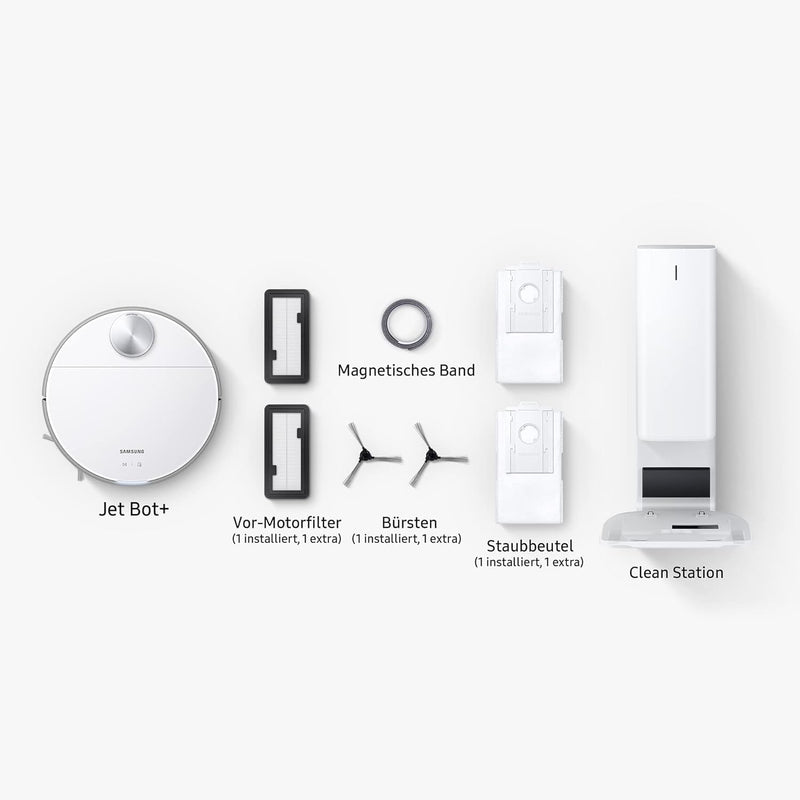 Samsung Jet Bot+ VR30T85513W/WA Saugroboter, 5 W Saugleistung, 0,3 ℓ, Clean Station, LIDAR Sensor, S