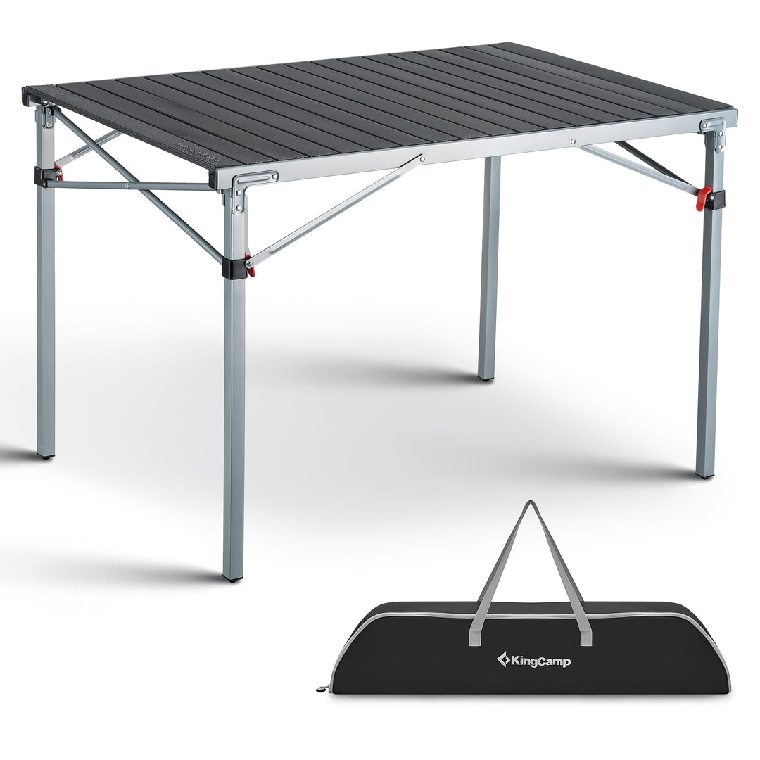 KingCamp Campingtisch Klapptisch Gartentisch Leichtgewicht für 4-6 Personen Silber Schwarz