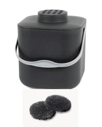 Stöckli Komposteimer Pot mit Aktivkohlefilter in Grau + 2 Ersatzfilter -5l Volumen - Swiss Made