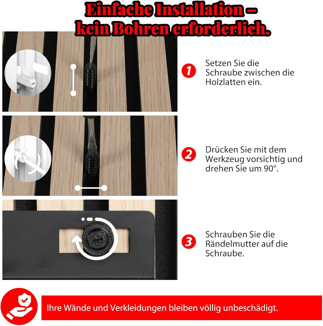 Regal für Akustikpaneele ohne Bohren, 25×10cm Metall Schweberegal Akustikpaneele Wandregale für Büro