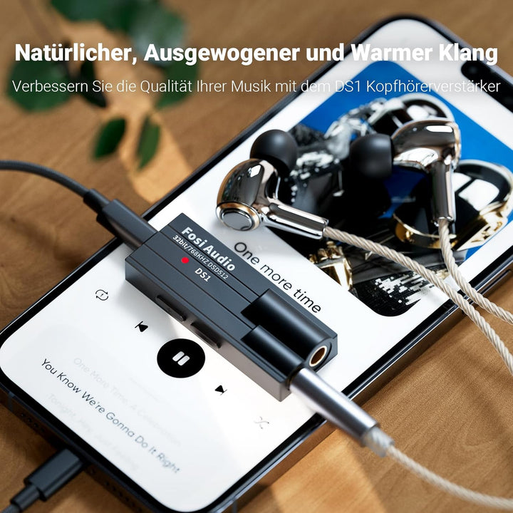 Fosi Audio DS1 Tragbarer DAC Kopfhörerverstärker, Headphone Amp mit ES9038Q2M Chip Unterstützt PCM 3