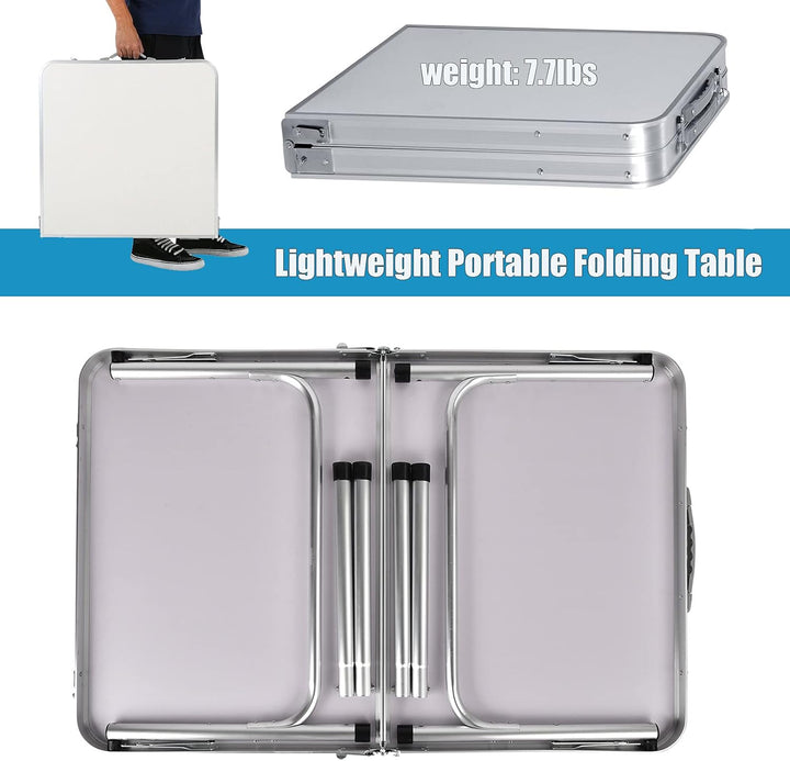 Klapptisch Campingtisch 90x60cm, Aluminiumrahmen Anti-Rost, tragbarer Laptoptisch mit abnehmbaren ve