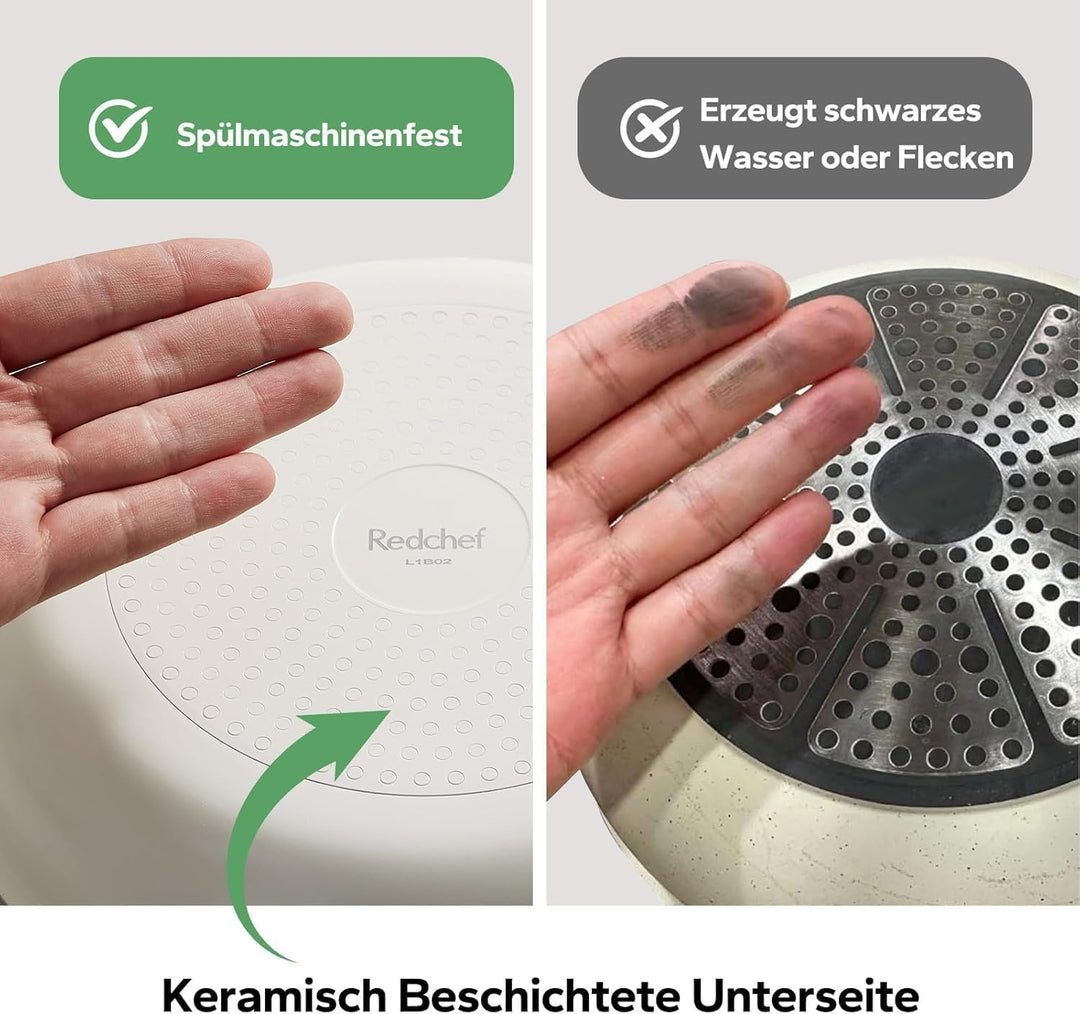 Redchef Keramik Pfannenset mit Abnehmbaren griff, Wohnmobil Kochgeschirr Set für Camping, Keramik Un