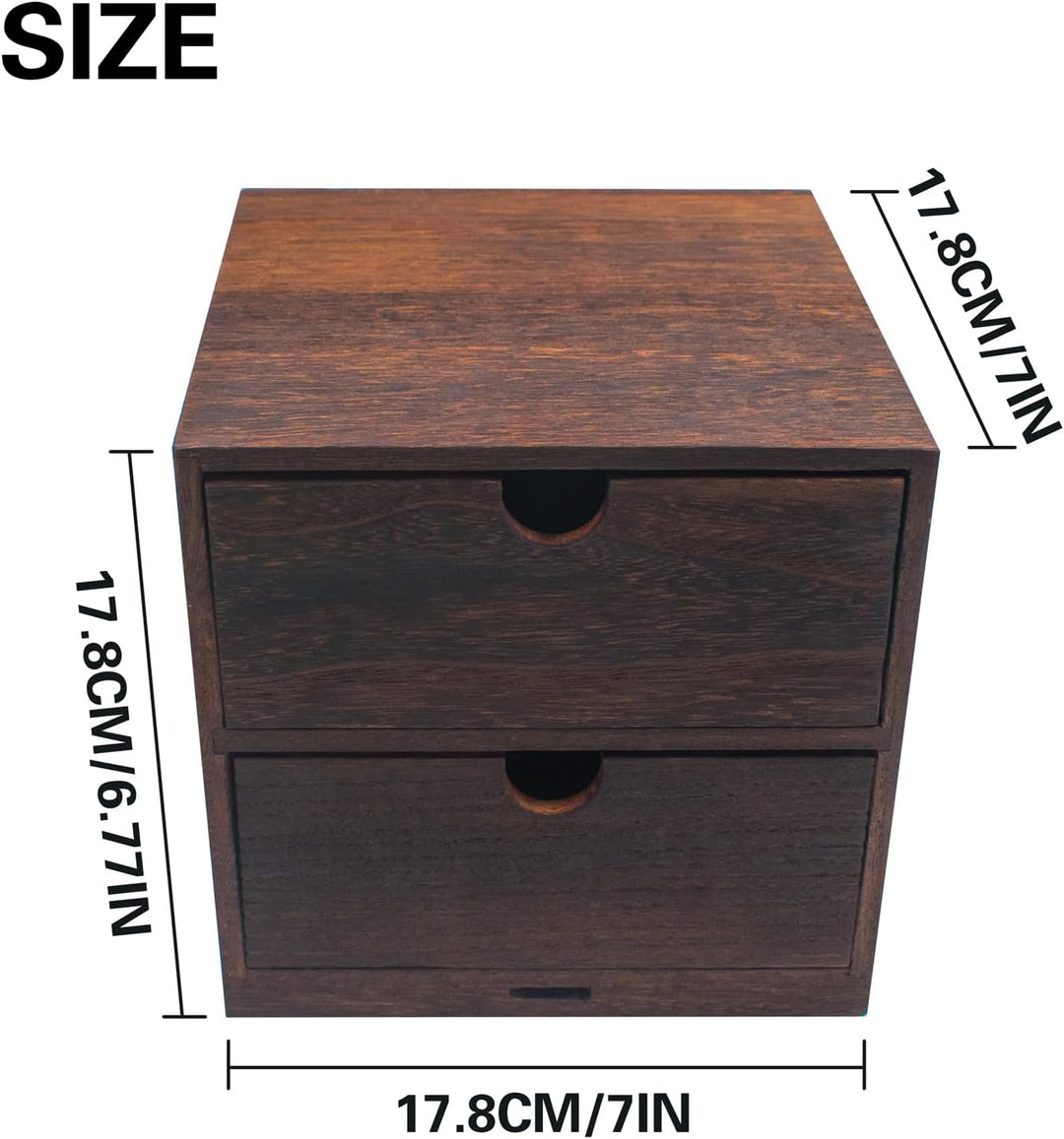 2-Fach Holz Schubladen Box Aufbewahrung, Vintage Schreibtisch Organizer für Schminke, Schmuck, Baste
