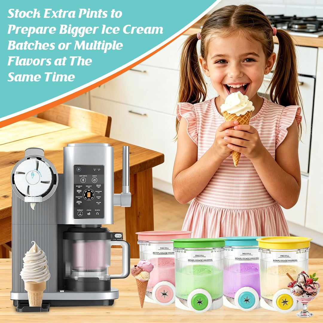 Ninja Creami Behälter für Ninja Creami Swirl, 4 Stück 408ML Behälter mit Farbigen Dichtdeckeln für N