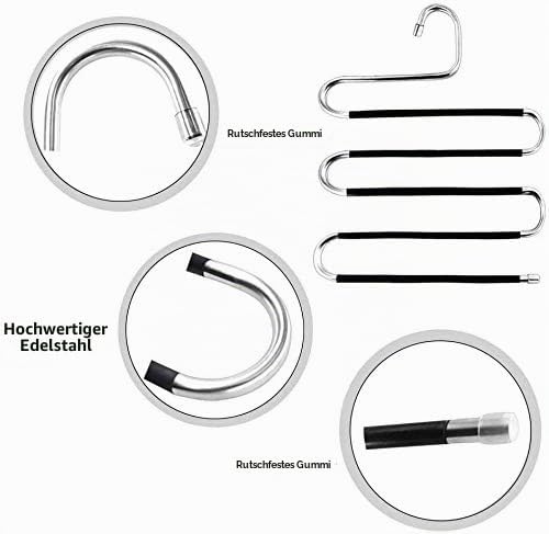 devesanter Hosenbügel, platzsparend, rutschfest, S-Form, Hosenbügel, Edelstahl, Kleiderbügel, Aufbew