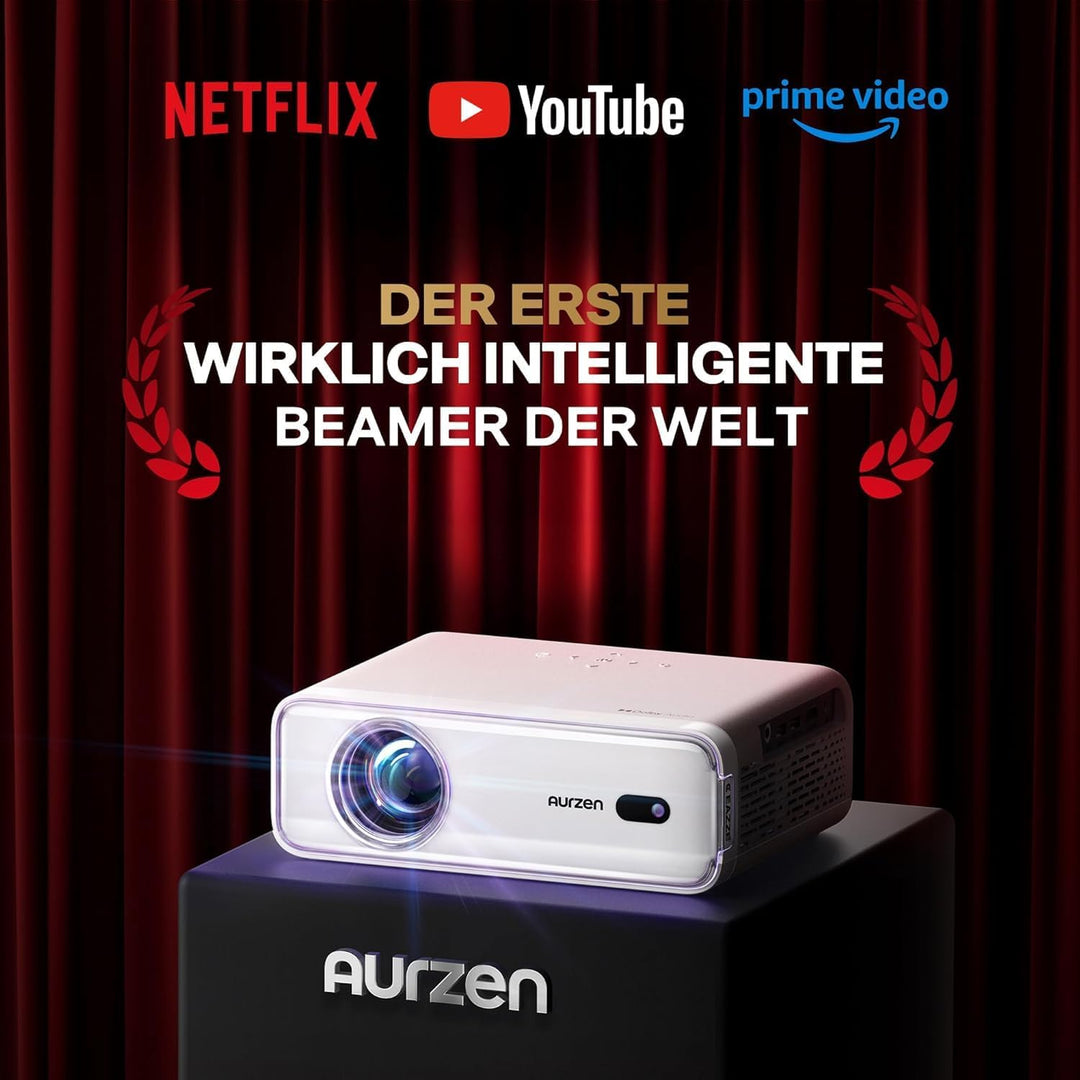 Aurzen Eazze D1 Beamer 4K Heimkino Projektor: Smart Full HD 1080P Beamer mit NetfIix Officially & Do