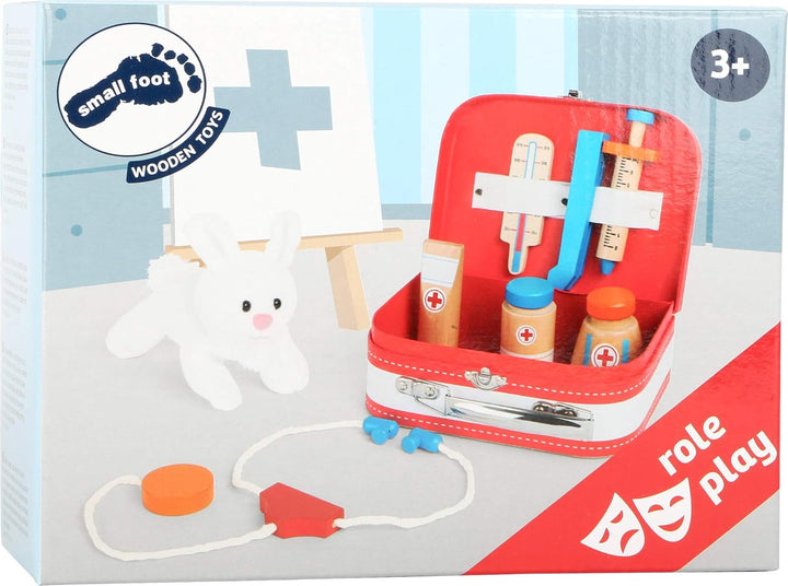 small foot Arztkoffer Tierarzt aus Holz, mit viel Stauraum und Zubehör, inkl. Kuschelhase, ab 3 Jahr