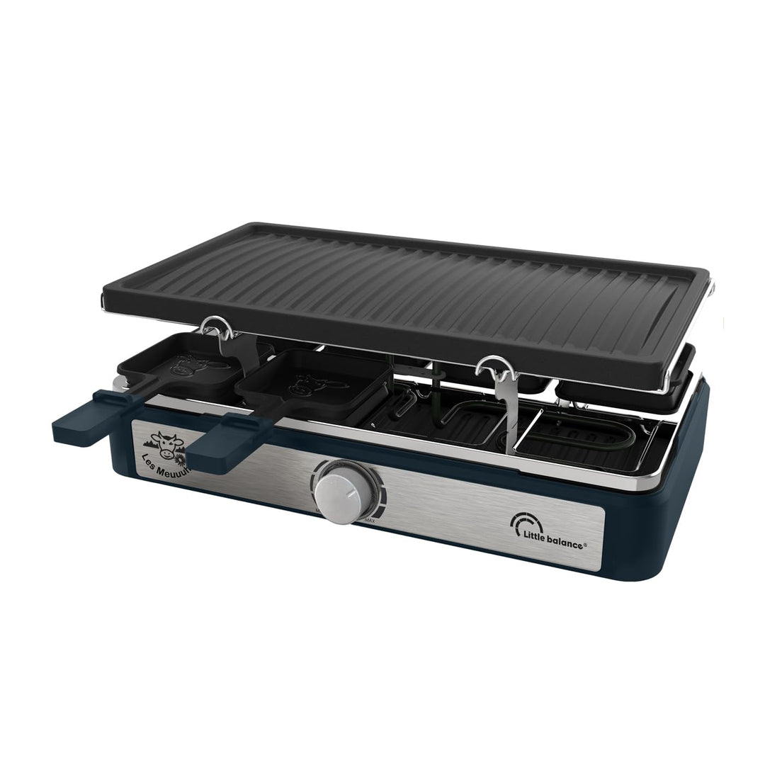LITTLE BALANCE Raclette-Gerät, rechteckig, Maxi-Grill & Cheese, 1400 W, 8 Personen, Pfeffer-Design