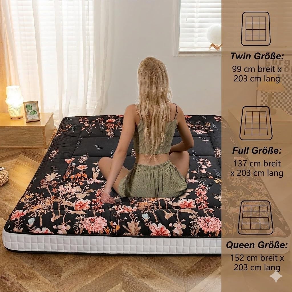 MAXYOYO Futon Matratze, Gepolstert Japanische Bodenmatratze Gesteppte Bett Matratze Topper, Extra Di