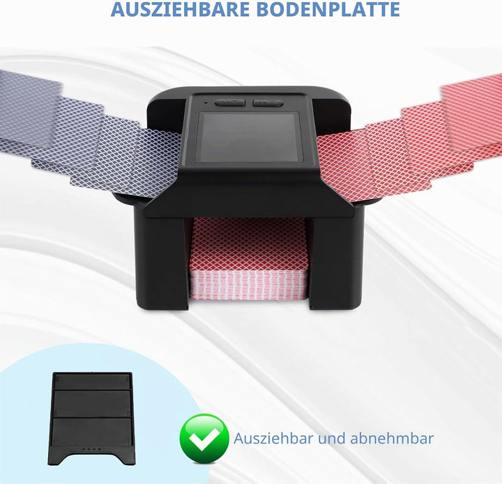 Automatischer Kartenmischer für 1-2 Decks,wiederaufladbarer 2000-mAh-Akku,elektrischer Shuffler für