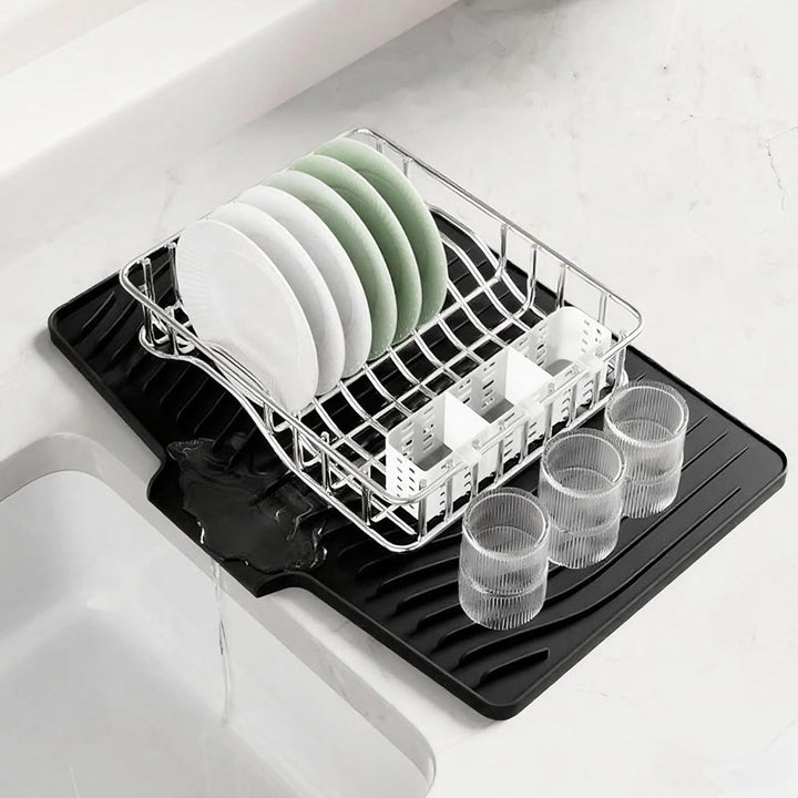 Premium Silikon Geschirr-Trockenmatte mit Gefälle-Design – Rutschfest, Hitzebeständig (bis 230°C), S
