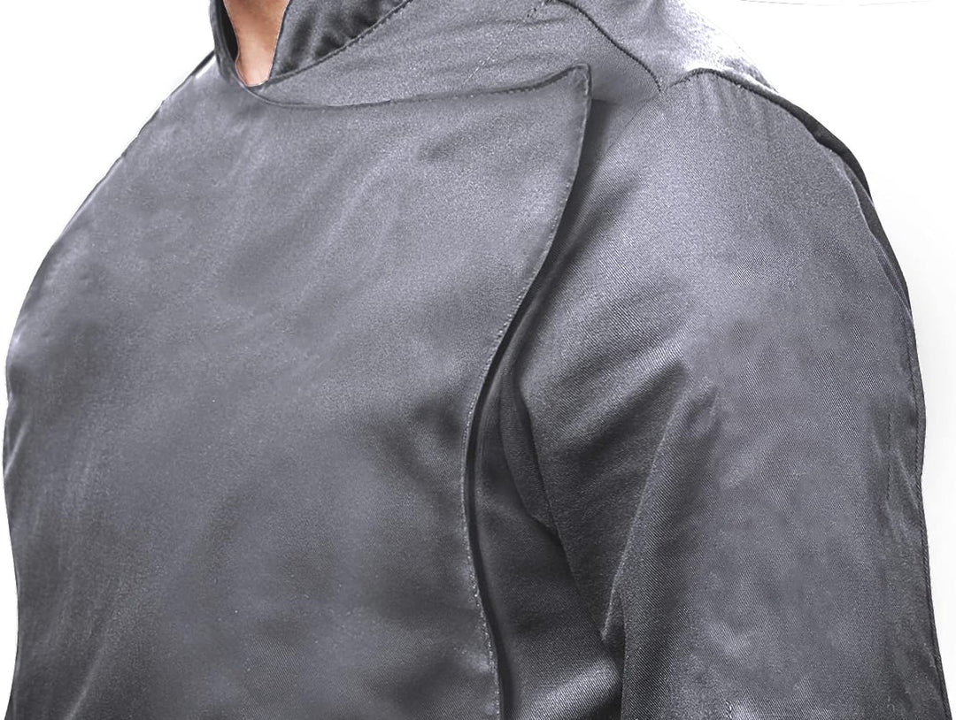 strongAnt Kochjacke Damen kurzarm Stretch mit Druckknöpfen oder Reissverschluss Kochuniform L Grau S