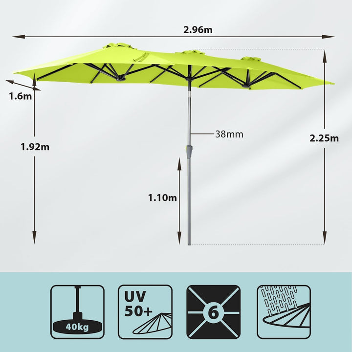 Sekey 160 × 300 cm Doppelsonnenschirm mit kurbel & Neigungsfunktion| Gross Sonnenschirm Marktschirm