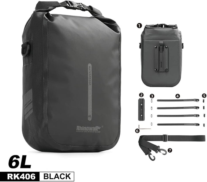 Rhinowalk Fahrrad Gepäckträgertasche Wasserdicht 4/6L Vorne Fahrradtasche für Gepäckträger mit Schul