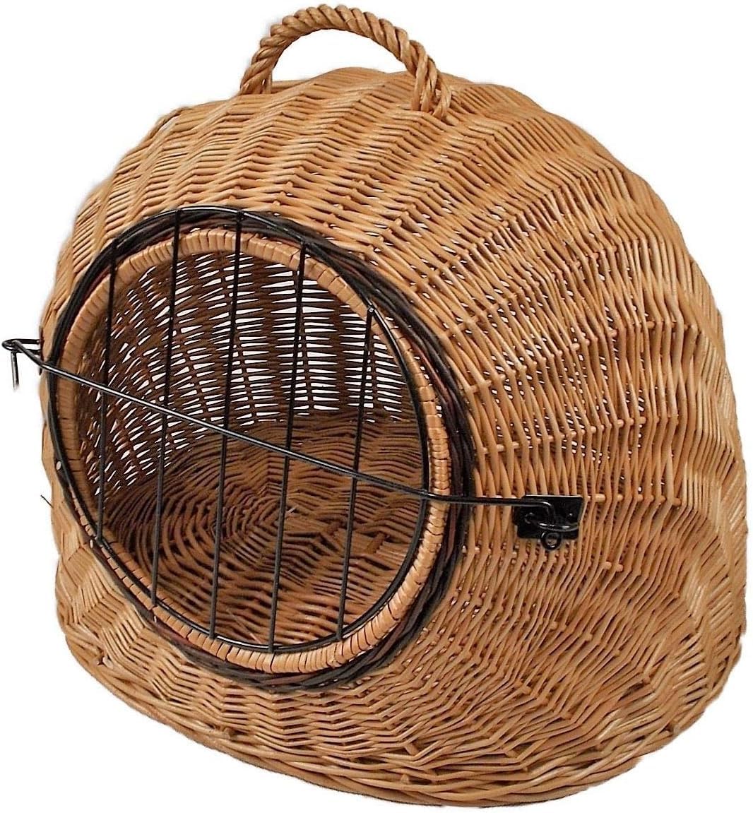 Transportkorb aus Weide für Tiere Braun Gr. L 55x45x47cm abnehmbares Metall-Gitter