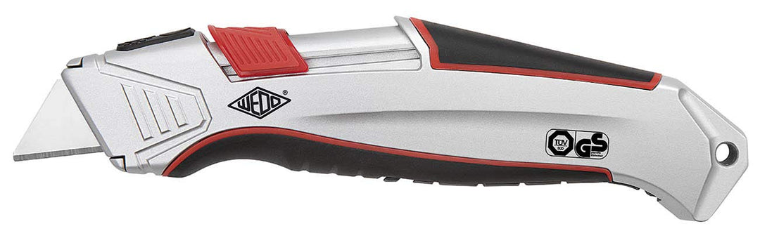 WEDO 78825 Safety Cutter Aluminium, automatischer Klingenrückzug, Aluminiumgehäuse, Gummi Griffzone,