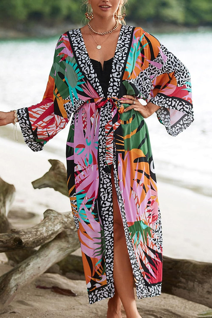 Damen Bohemian Cardigan Maxikleid Strand Vertuschung Robe Lange Kimono Robs One Size Einheitsgrösse