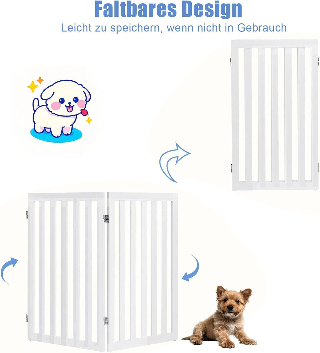 SOARS Absperrgitter Hund, faltbar & freistehend Hundegitter, Schutzgitter für Tür & Treppe, Türschut