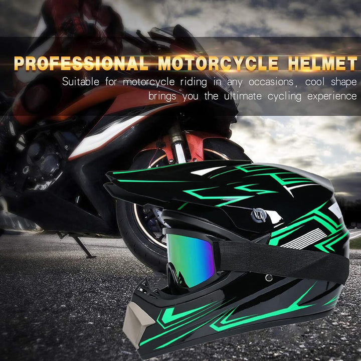 UIGJIOG Downhill Motorradhelm Kinder, Helm Set Herren ATV Motorradhelm D.O.T Zertifizierter Helm Mit