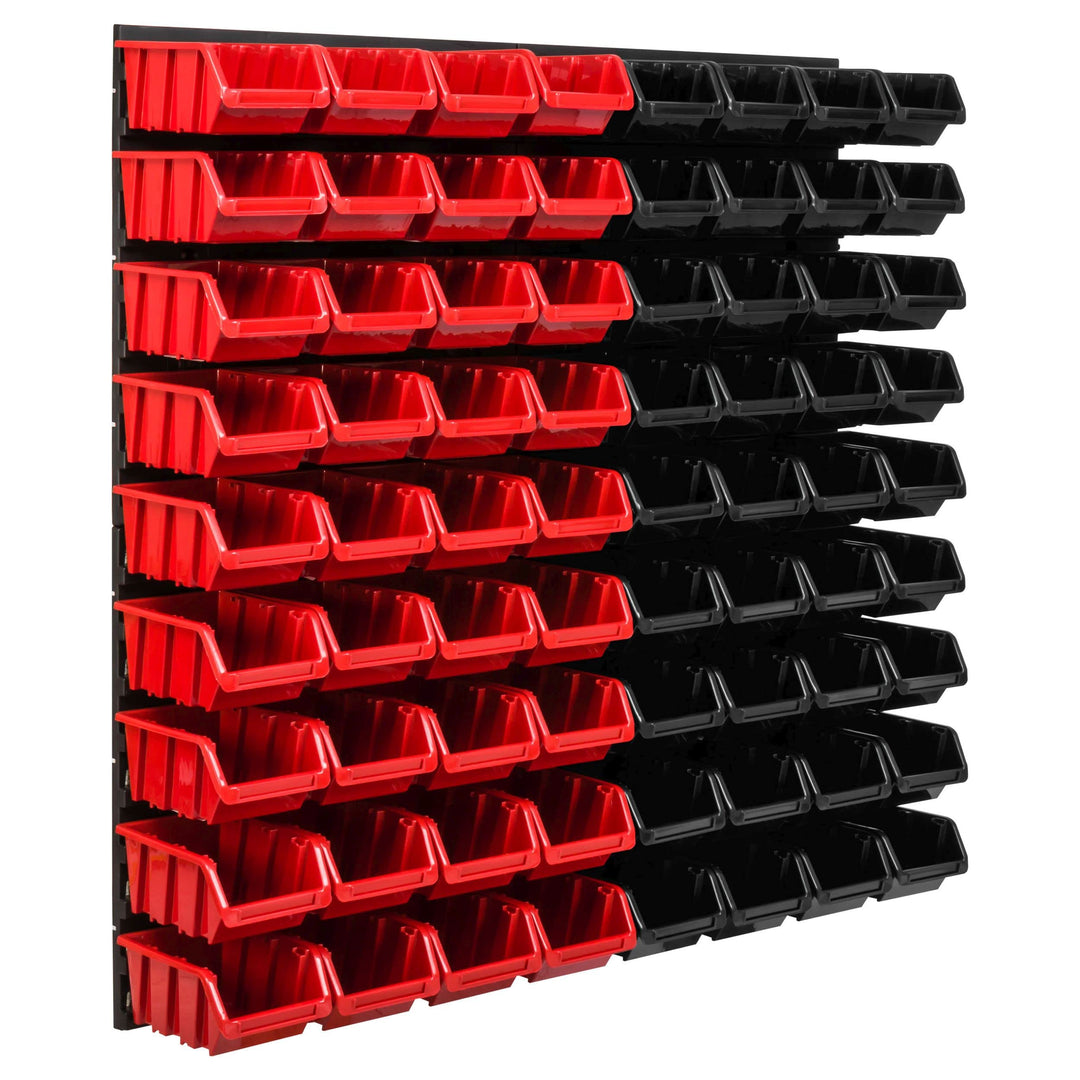 Lagersystem Werkstattregal | 78 x 78 cm | 72 stck. Box | Wandregal mit Stapelboxen - Wandplatten Ext