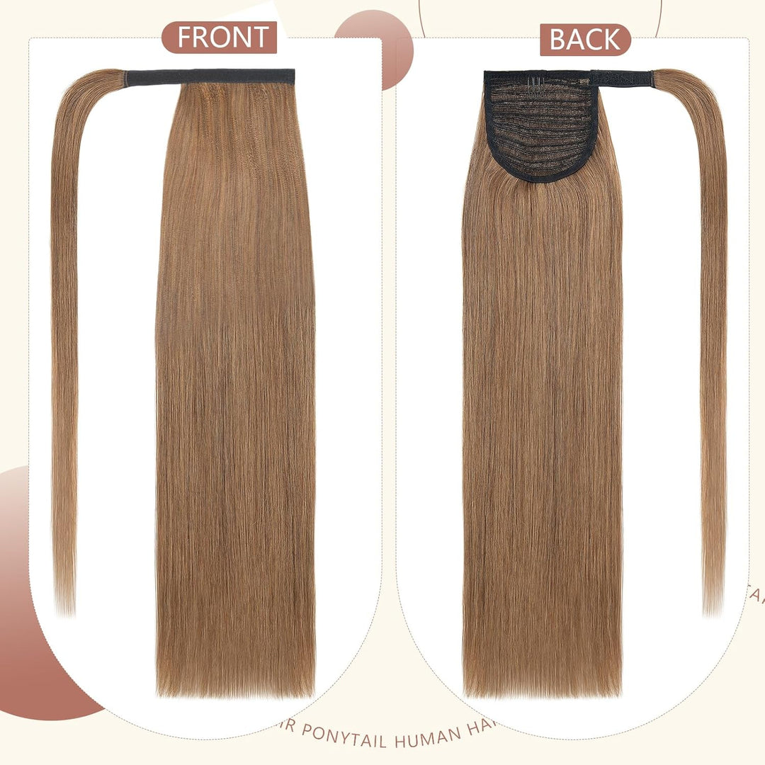 Elailite Ponytail Extension, 56cm Haarverlängerung Echthaar Zopf, 95g Haarzopf Pferdeschwanz Haartei