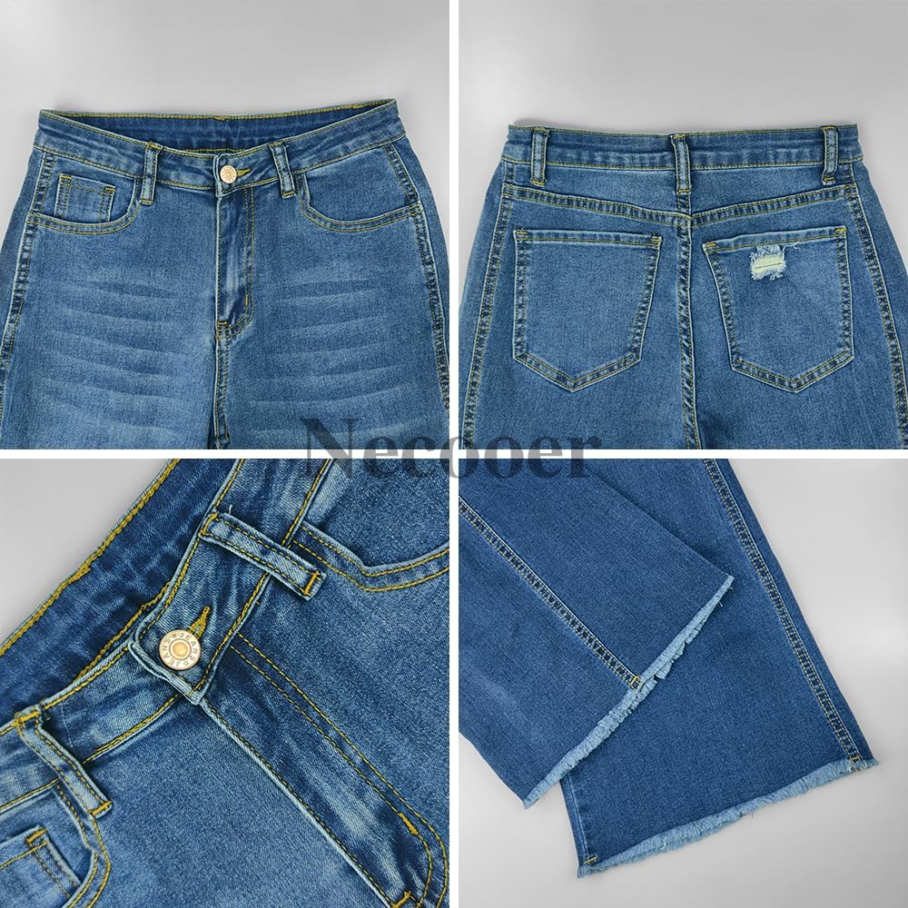 Necooer Skinny Jeans Für Damen Boyfriend-Jeans Mit Hoher Taille Und Lockerer Passform S C-blau, S C-