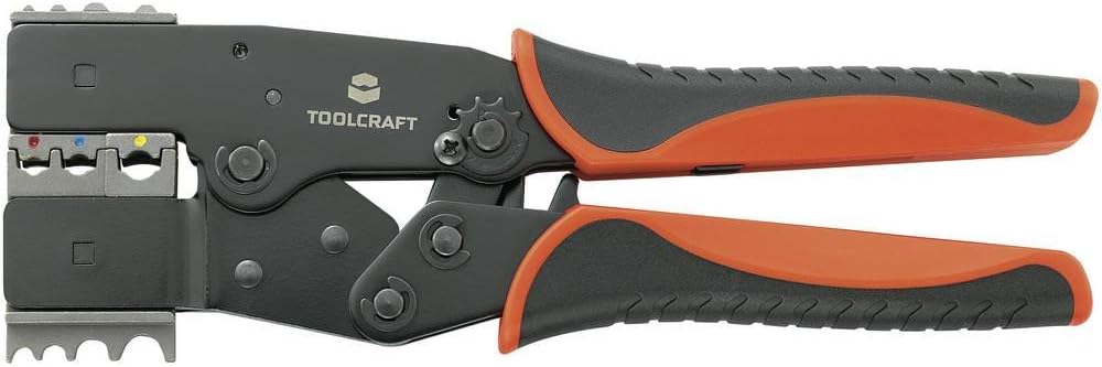 TOOLCRAFT 2-i-1 818644 Crimpzange Isolierte Flachstecker, Kabelschuhe, Stossverbinder