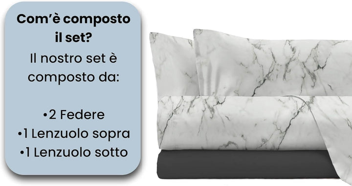 Italian Bed Linen Fashion Bettwäsche-Set Microfaser, Made in Italy, Marble, Doppelbett Doppelbett Ma