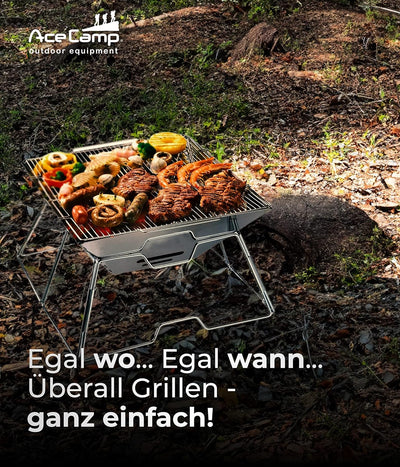 AceCamp® Camping Grill mit Tragetasche - Holzkohlegrills - faltbarer Klappgrill - Outdoor Grill - Ed