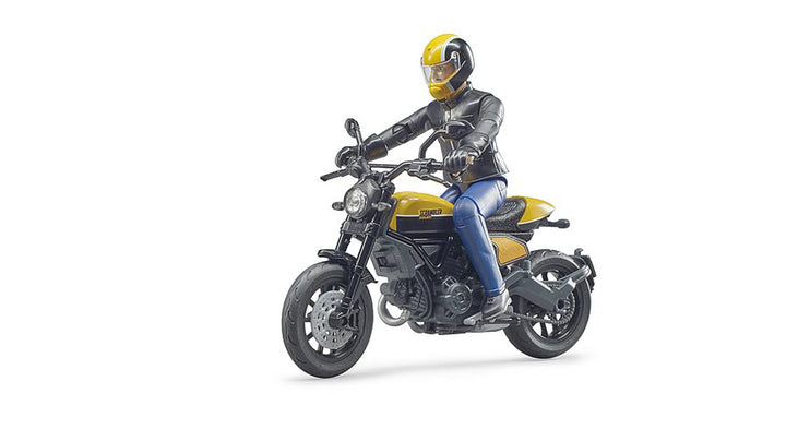 bruder 63053 - Scrambler Ducati Full Throttle, Motorrad und Fahrer - 1:16 Motorrad, Spielzeugfigur,
