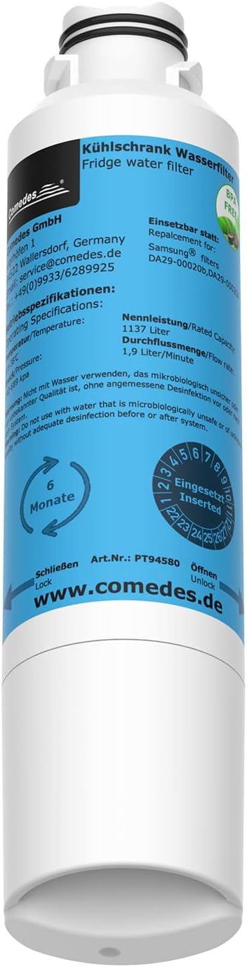 Comedes Wasser-Filter für Samsung DA97-08006 Side-by-Side Kühlschränke, Ersatz für Samsung DA29-0002