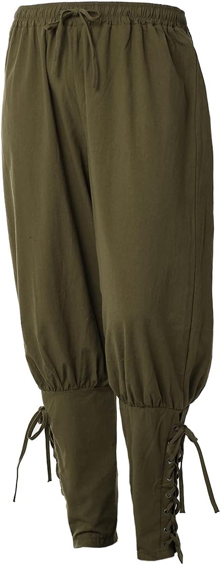 COSDREAMER Herren Mittelalterhose Wikinger Piraten Kostümhose Grau M M Grau, M Grau