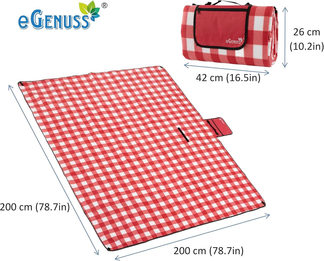 eGenuss 1 Set Picknickdecke 200x200 cm wasserdicht isolierend abwaschbar faltbar kleines Packmass |