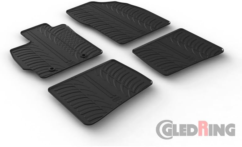 Gledring Satz Gummimatten kompatibel mit Toyota Prius III 2009-2012 (T Profil 4-teilig + Montage-cli