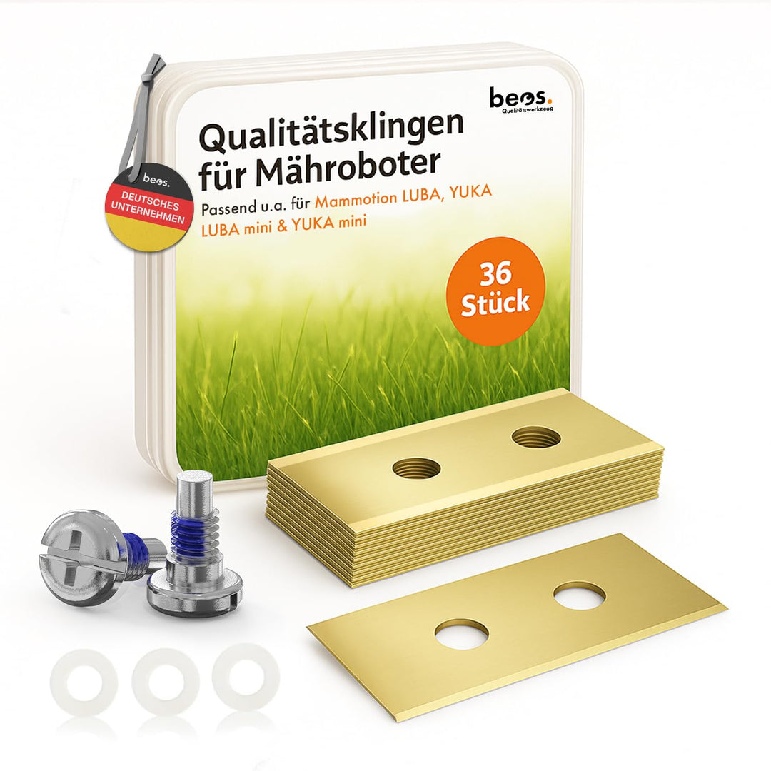 BEOS® 36 x Premium Titan Ersatzmesser + Schrauben mit Sicherung - Messer kompatibel mit Mammotion LU