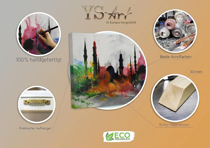 YS-Art Abstrakt Design Acryl Gemälde auf Leinwand Istanbul handgemalt Wandbilder Wohnzimmer modern W