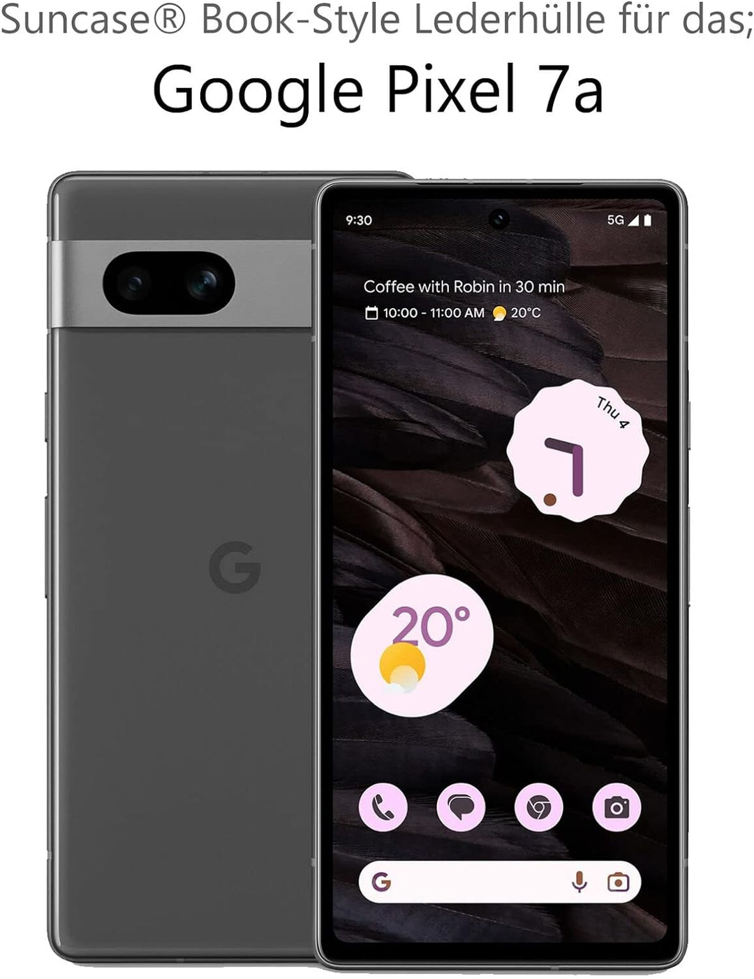 Suncase Book-Style Hülle kompatibel mit Google Pixel 7A 5G Leder Tasche (Slim-Fit) Lederhülle Handyt