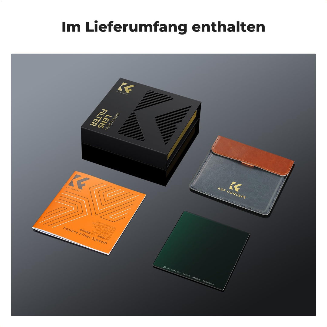 K&F CONCEPT Rechteckfilter ND8 (3 Blendenstufe) 100x100mm Graufilter mit Fester Dichte(Nano-Xcel Ser