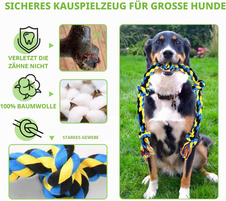 Kauspielzeug für grosse Hunde, grosse Rassen, strapazierfähiges Dental-Seil für mittelgrosse Hunde,