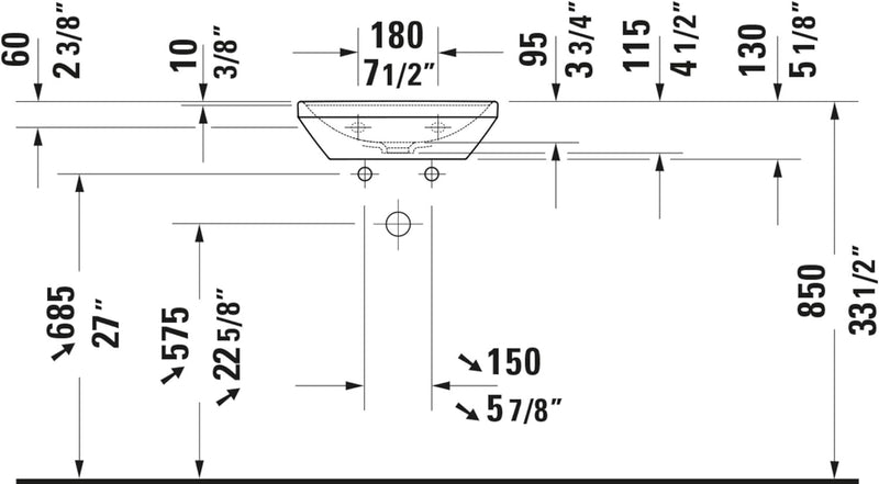 Duravit D-Neo Handwaschbecken, Keramik, Weiss, 45 cm x 33,5 cm, Handwaschbecken